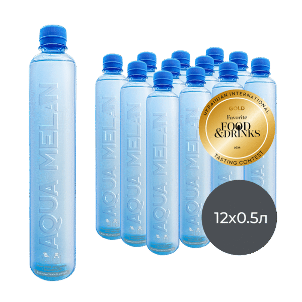 Структурована меланіном вода AQUA MELAN питна негазована, 0,5л (упаковка 12 пляшок)
